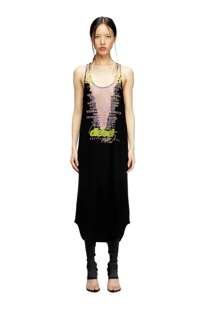 d-shany-long Sleeveless tank dress with lyrics print