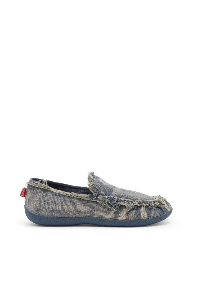 d-shock moc D-Shock-Distressed denim loafers