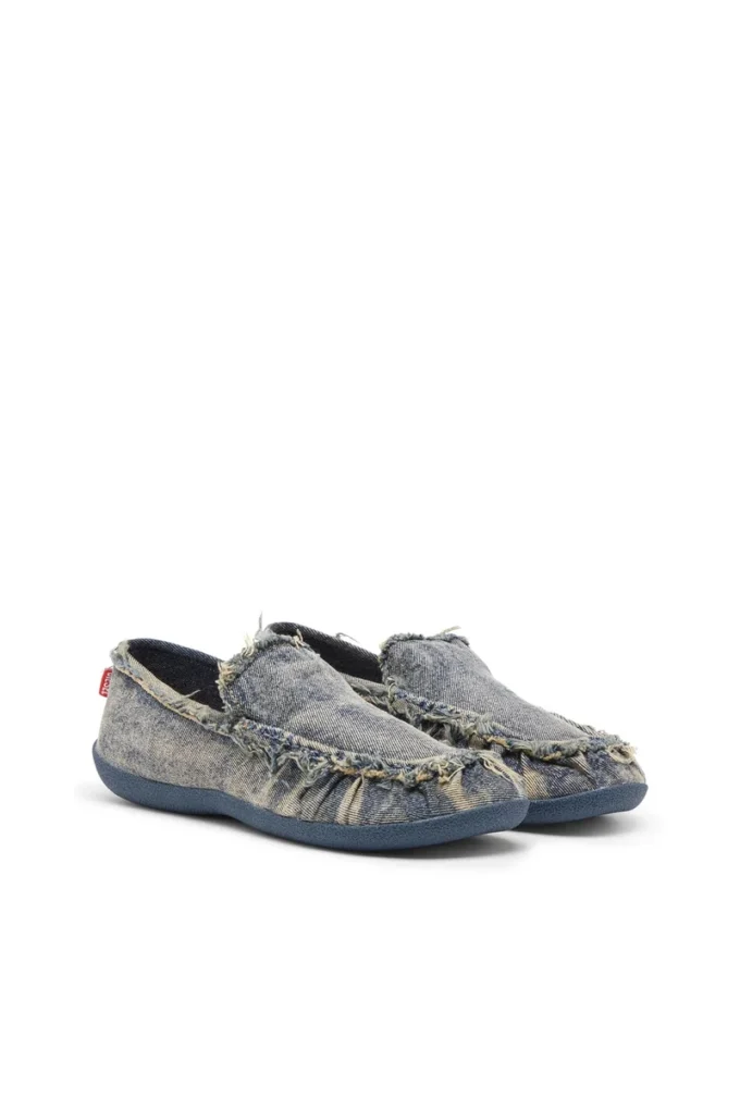 d-shock moc D-Shock-Distressed denim loafers