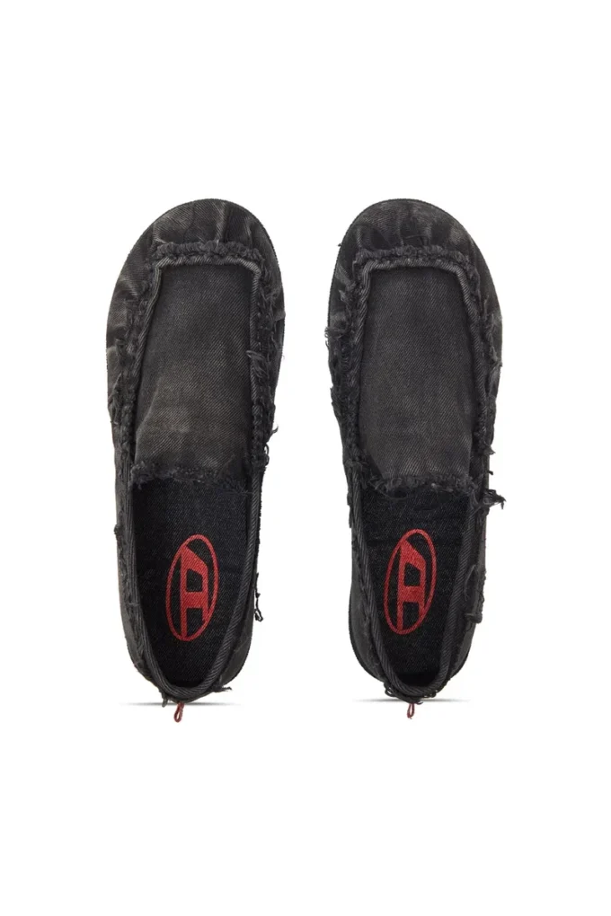 d-shock moc D-Shock-Distressed denim loafers