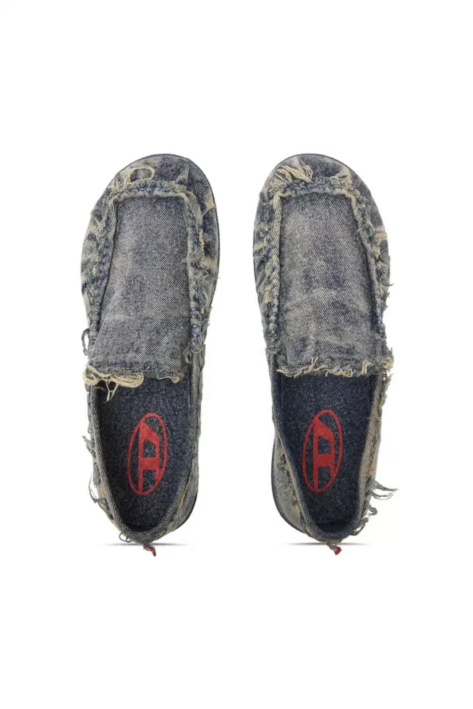 d-shock moc D-Shock-Distressed denim loafers
