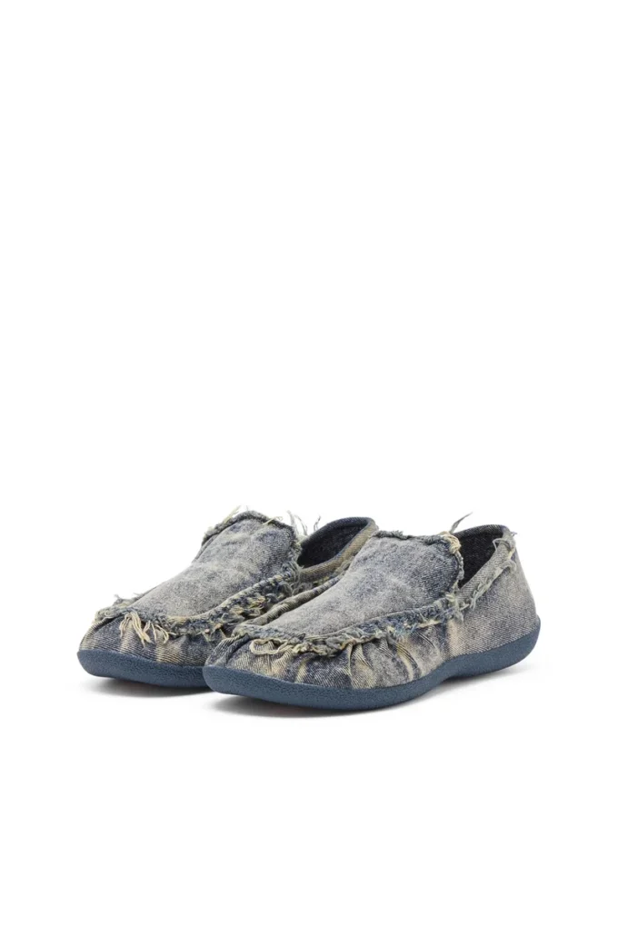 d-shock moc D-Shock-Distressed denim loafers