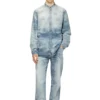 d-simp-fsh Shirt in distressed honeycomb denim