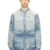 d-simp-fsh Shirt in distressed honeycomb denim