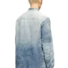 d-simp-fsh Shirt in distressed honeycomb denim
