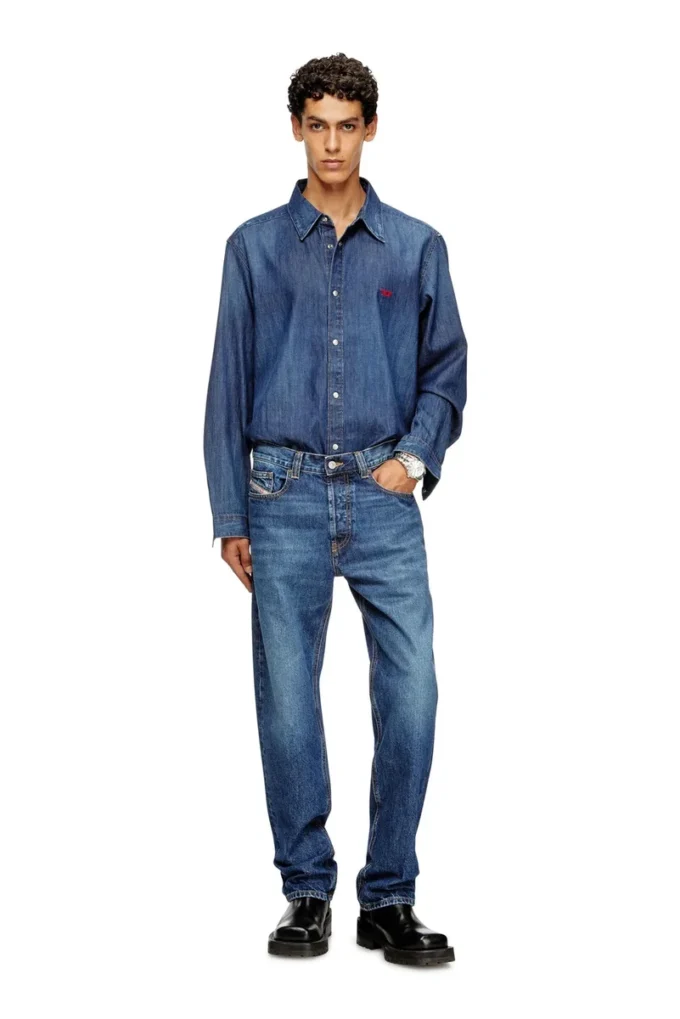 d-simply Denim shirt with embroidered logo