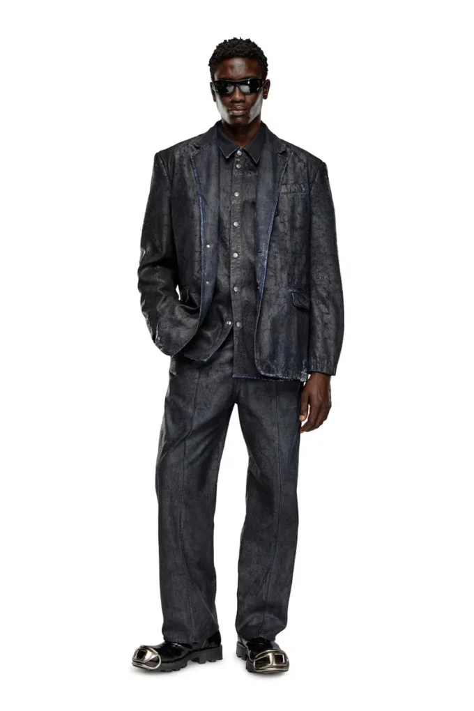 d-simply-fse Denim shirt with craquelé coating