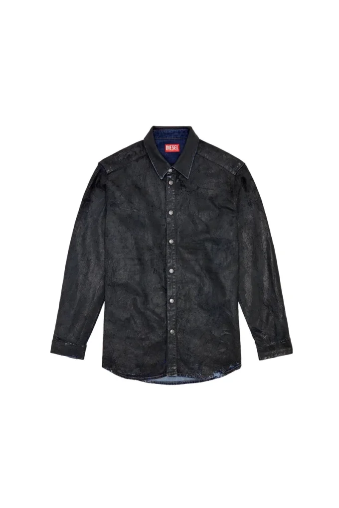 d-simply-fse Denim shirt with craquelé coating