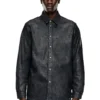 d-simply-fse Denim shirt with craquelé coating