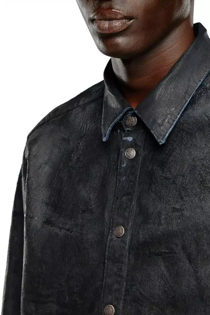 d-simply-fse Denim shirt with craquelé coating