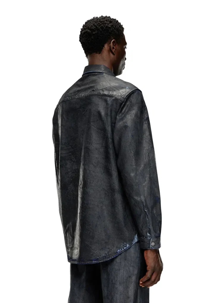 d-simply-fse Denim shirt with craquelé coating