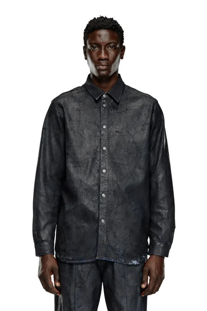 d-simply-fse Denim shirt with craquelé coating