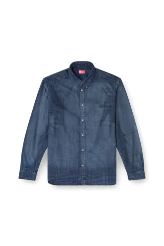 d-simply-s13 Shirt in fluid Prince of Wales denim