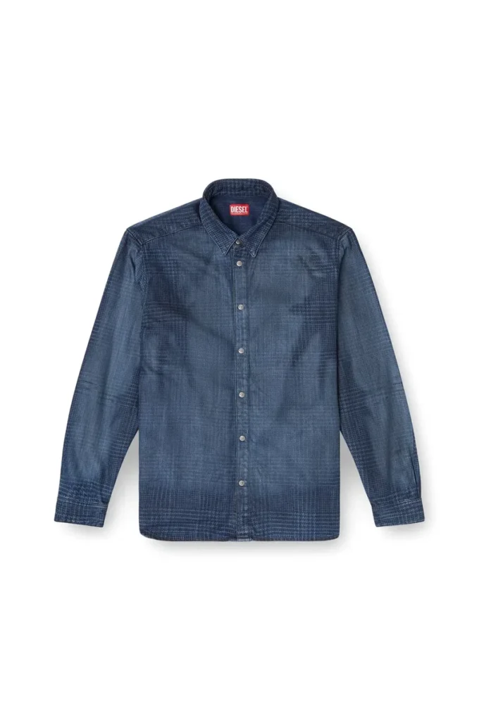 d-simply-s13 Shirt in fluid Prince of Wales denim