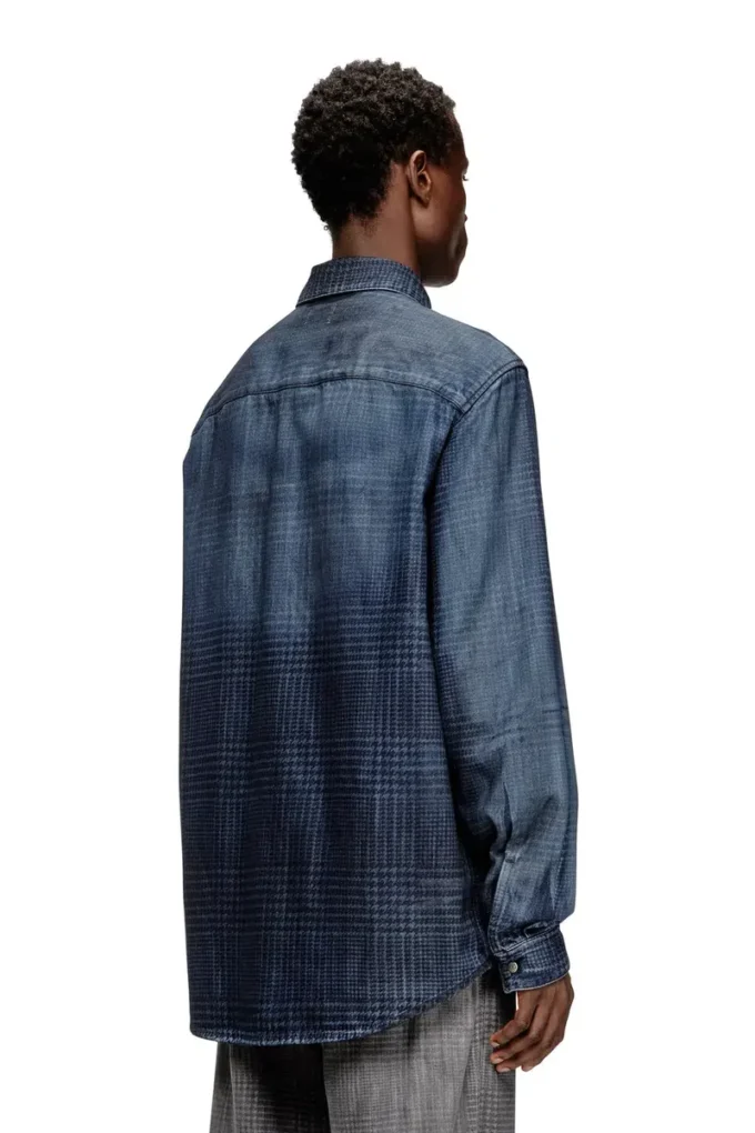 d-simply-s13 Shirt in fluid Prince of Wales denim