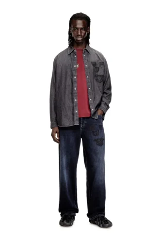 d-simply-s15 Denim shirt with embroidered emblem