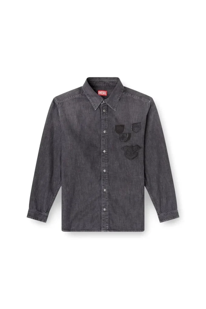 d-simply-s15 Denim shirt with embroidered emblem