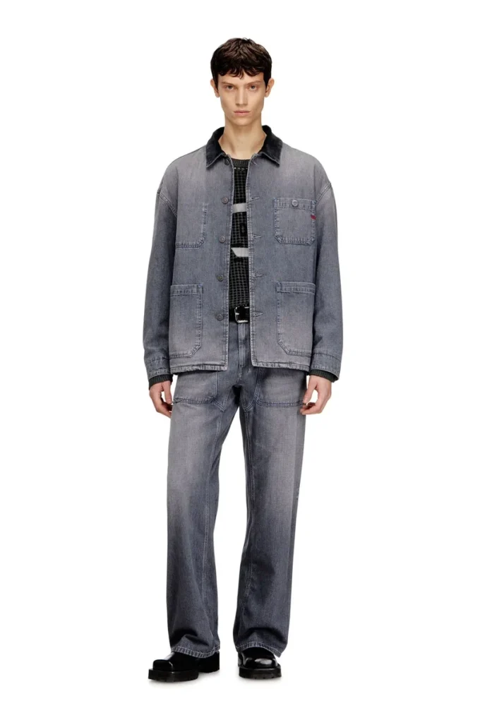 d-stack-u-l Utility-style denim jacket with contrasting collar