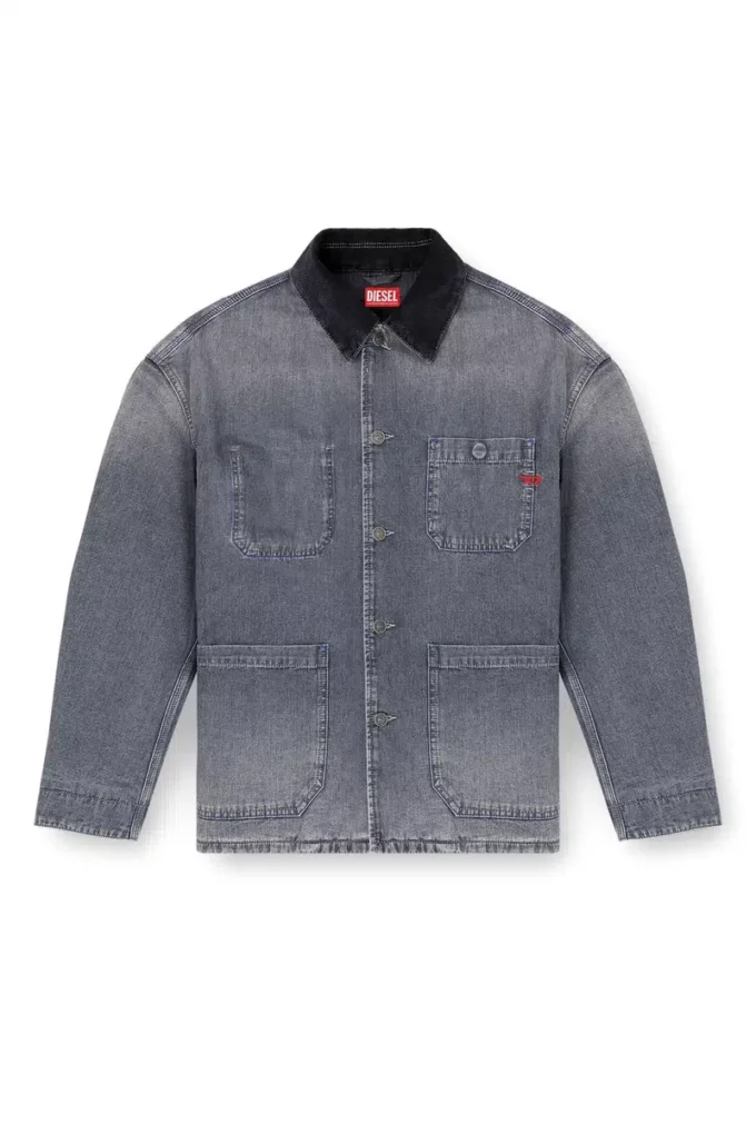 d-stack-u-l Utility-style denim jacket with contrasting collar