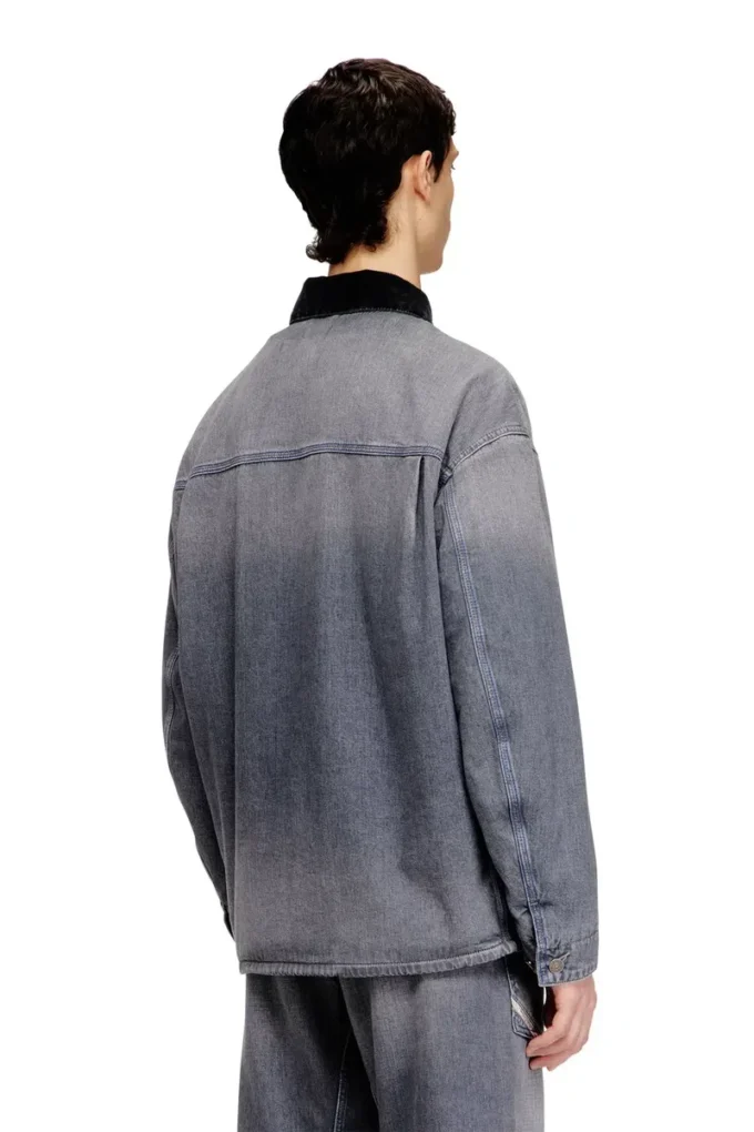 d-stack-u-l Utility-style denim jacket with contrasting collar
