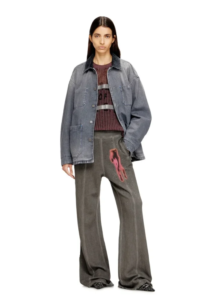 d-stack-u-l Utility-style denim jacket with contrasting collar