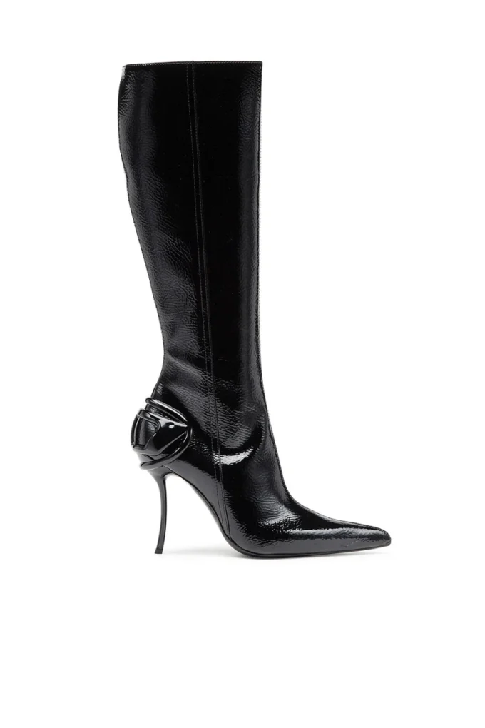 d-ten&half hb D-Ten&Half-Glossy knee-high boots with curved heel