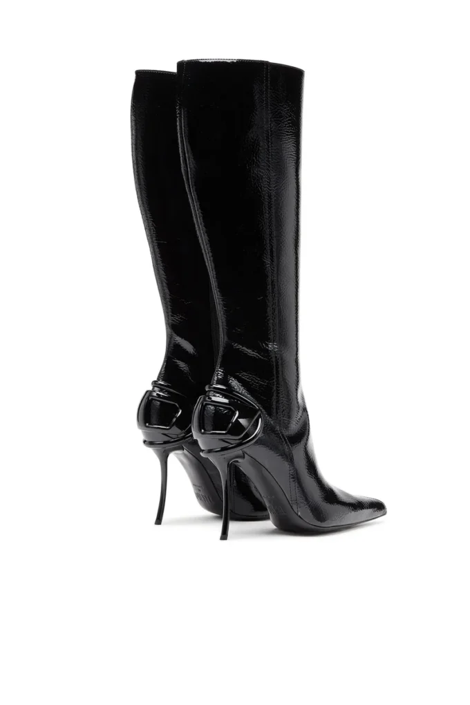 d-ten&half hb D-Ten&Half-Glossy knee-high boots with curved heel