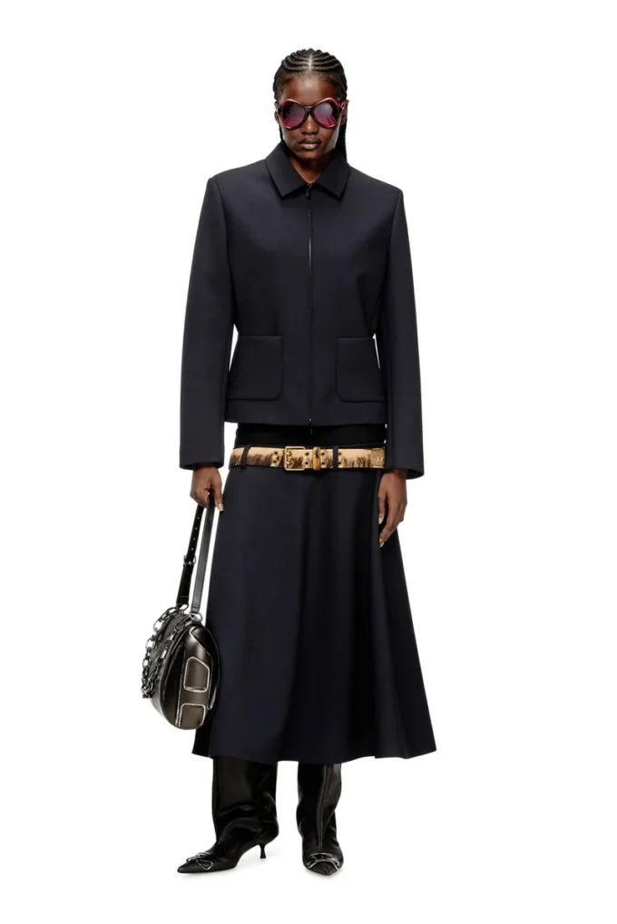 o-grace-bond Drop-waist skirt in neoprene-bonded fabric