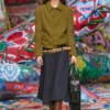 o-grace-bond Drop-waist skirt in neoprene-bonded fabric