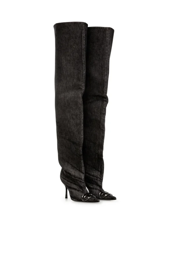 d-venus 90 otk boot D-Venus-Over-the-knee boots in coated denim
