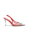 d-venus sb D-Venus-Leather-trim transparent slingback pumps