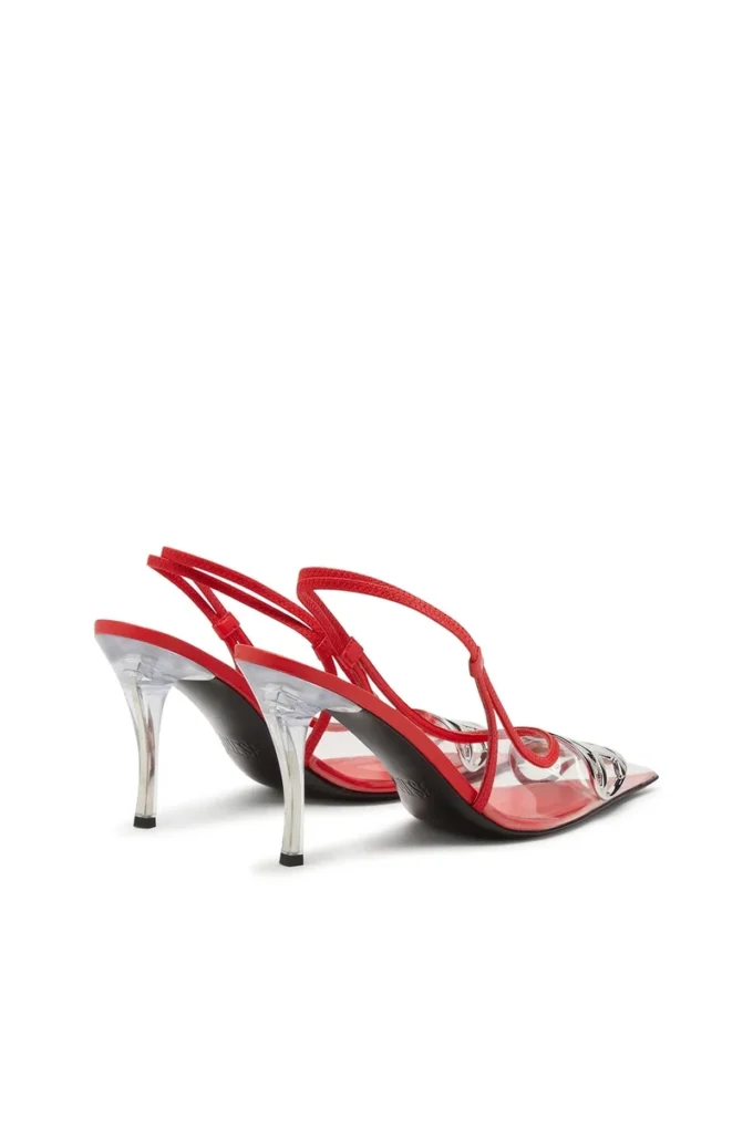 d-venus sb D-Venus-Leather-trim transparent slingback pumps