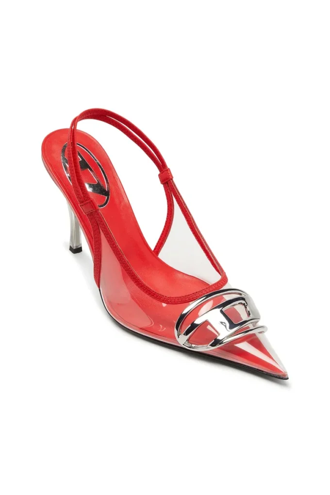 d-venus sb D-Venus-Leather-trim transparent slingback pumps