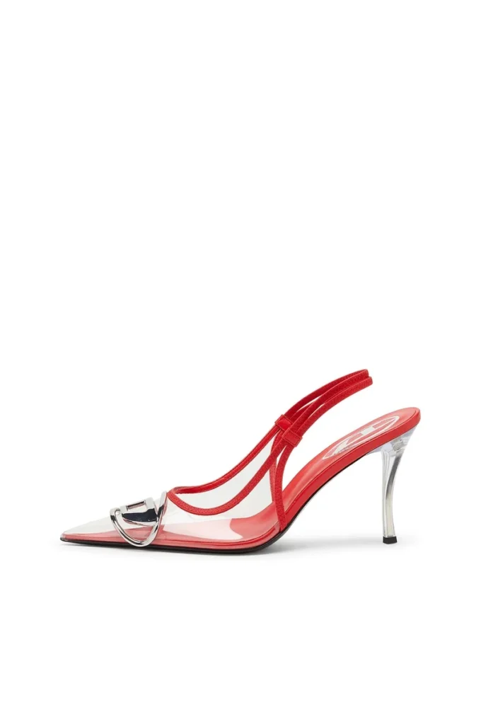 d-venus sb D-Venus-Leather-trim transparent slingback pumps