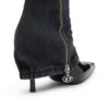 d-venus twisted boot D-Venus-Stiletto knee boots with jean trompe l’oeil