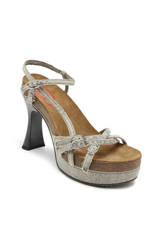 d-woodstock 105 sandal D-Woodstock-Strappy platform sandals in denim