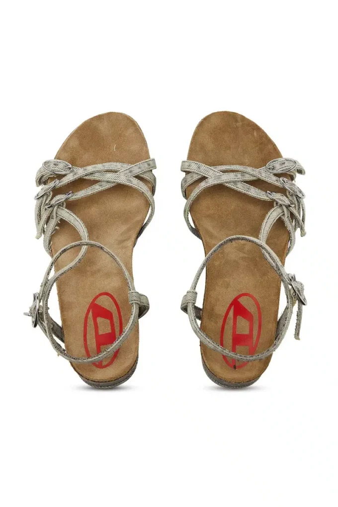 d-woodstock 105 sandal D-Woodstock-Strappy platform sandals in denim