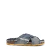 d-woodstock cross D-Woodstock-Crossover slides in frayed denim