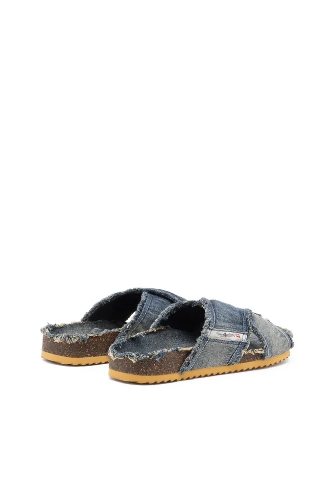 d-woodstock cross D-Woodstock-Crossover slides in frayed denim