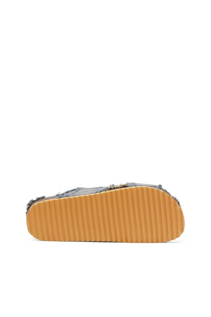 d-woodstock cross D-Woodstock-Crossover slides in frayed denim