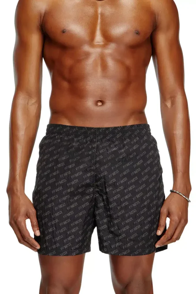 daniel-41-mono-utlt Mid-length swim shorts with all-over logo