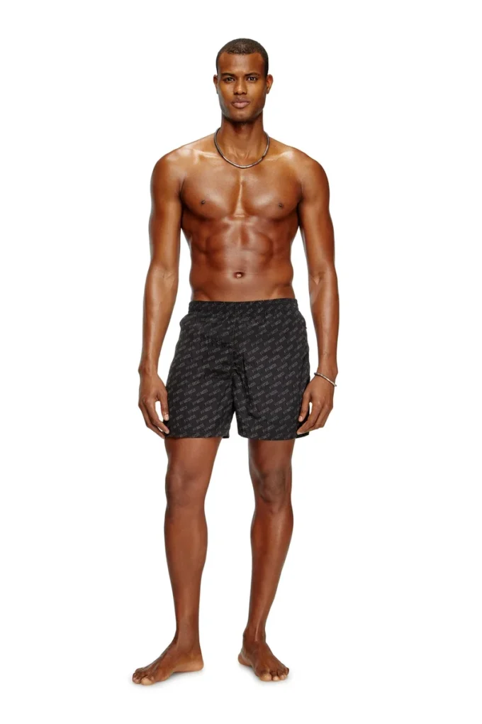 daniel-41-mono-utlt Mid-length swim shorts with all-over logo