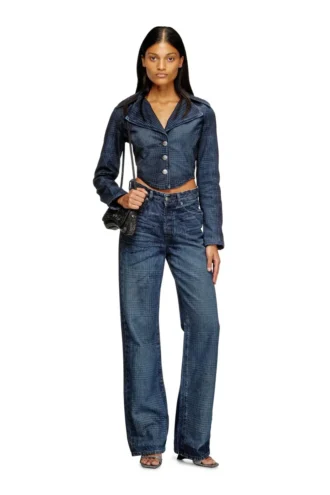 de-ali-s Cropped jacket in Prince of Wales denim