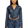 de-ali-s Cropped jacket in Prince of Wales denim