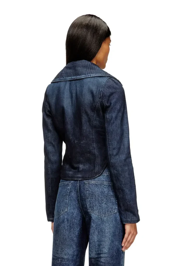de-ali-s Cropped jacket in Prince of Wales denim