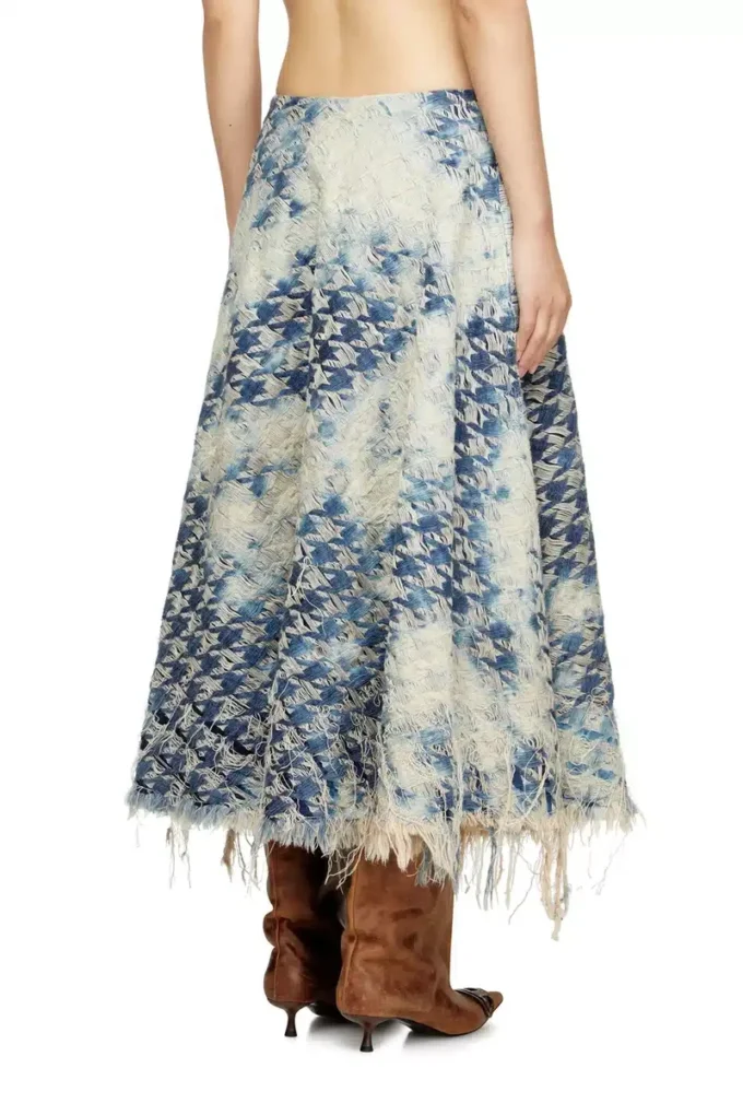 de-annet-fsh1 Midi skirt in houndstooth-weave denim