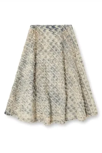 de-annina-fsh Long skirt in dévoré houndstooth denim