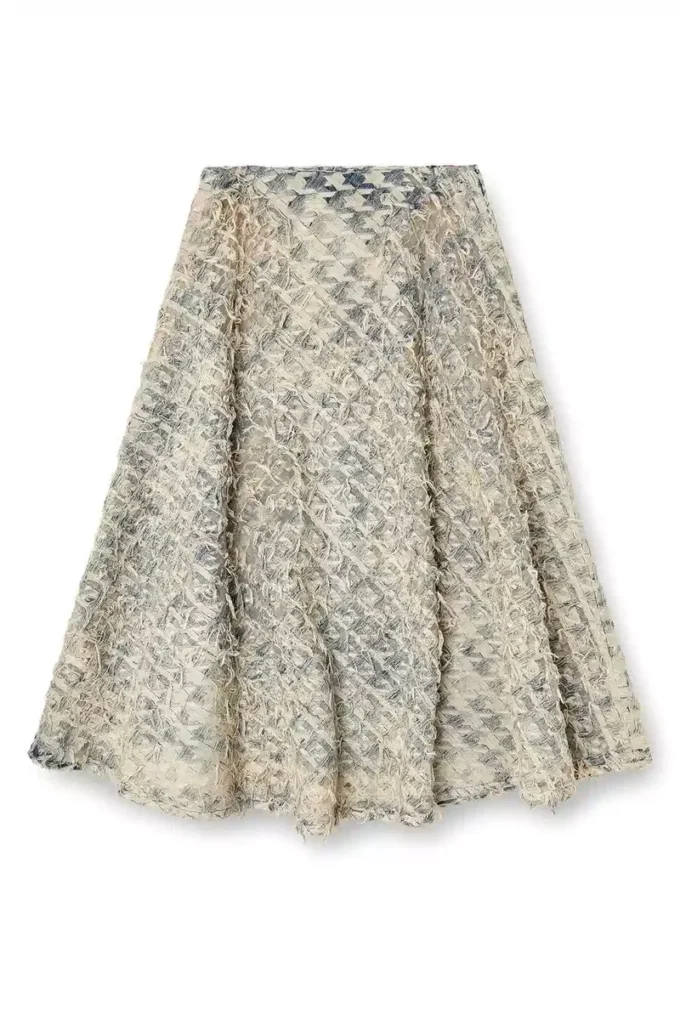 de-annina-fsh Long skirt in dévoré houndstooth denim
