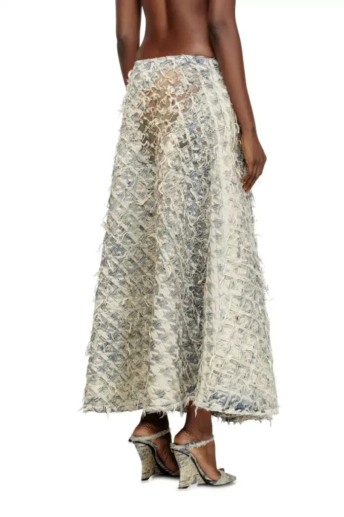 de-annina-fsh Long skirt in dévoré houndstooth denim