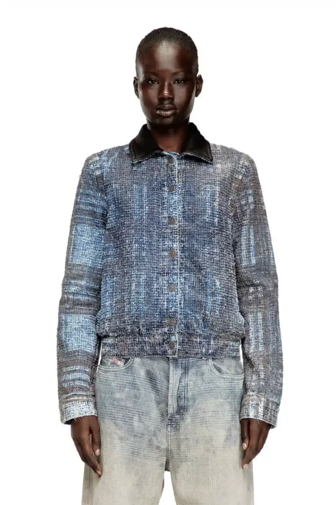 de-ateli-s Cropped jacket in graphic bouclé denim